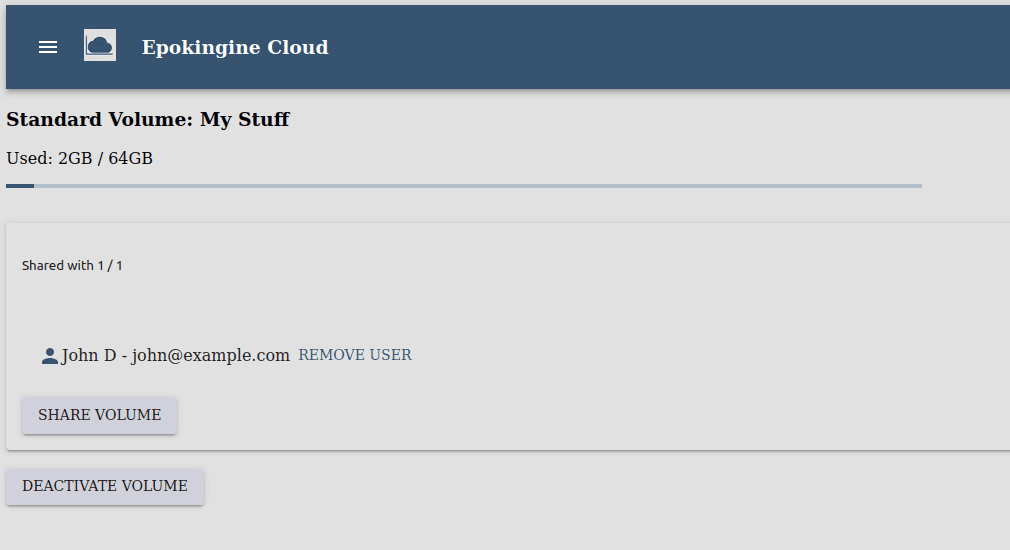 volume settings with shared users listed